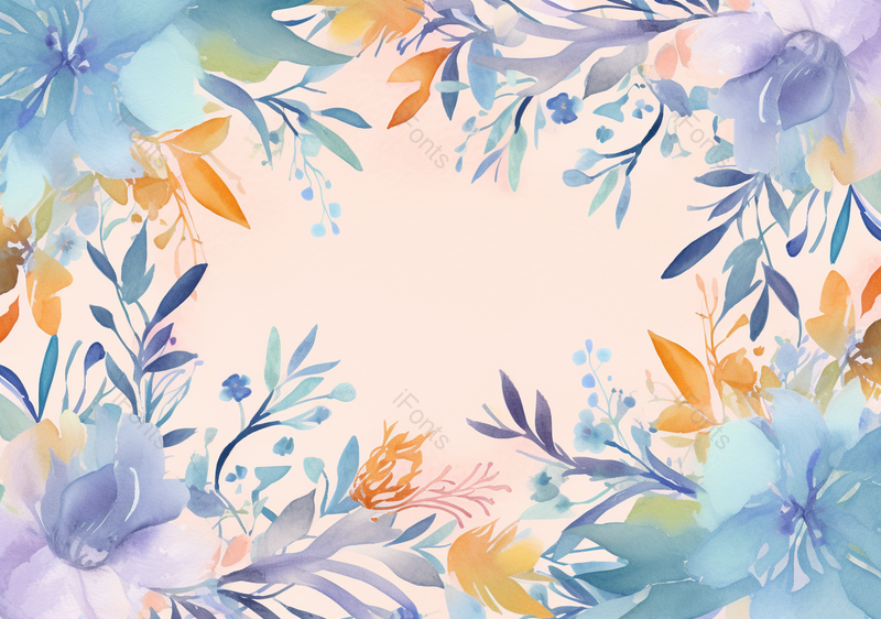 浪漫卡通水彩花卉植物边框,插画/手绘图,插画/手绘图库,插画/手绘图下载,插画/手绘